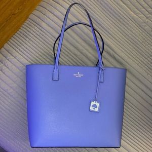 Violet leather Kate space tote bag.